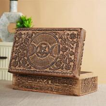 Wooden Hand Carved Decorative Jewelry Box Moon Carvings Vintage Keepsake Storage Organizer Travel Treasure Chest Trinket Holder Great Gifts 8x5 Inch - 1PC - View 7