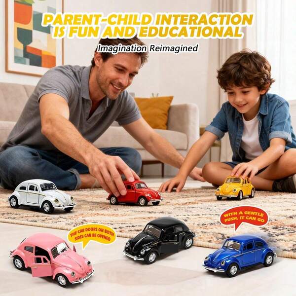 1:32 Vintage Metal Toy Car, Alloy Model Car With Opening Doors, Desktop Decoration Collectible Toy, Suitable For Children 3 Years And Above, Back To School Supplies, Birthday Halloween Christmas Gift