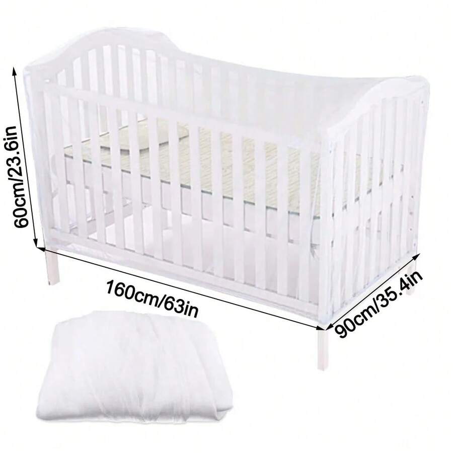 Mosquitera plegable y lavable, de cobertura total, transpirable y a prueba de polvo para cunas de bebé, mosquitera portátil para acampar y viajar en verano, tienda de campaña para cuna de be - Blanco - Ver 1