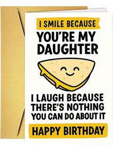 1Pc Funny Daughter Birthday Card With "I Smile Because You're My Daughter" And "I Smile Because You're Helpless" - Cute Daughter Souvenir - Birthday Party Decoration And Blessings - View 5