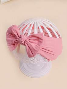 6pcs Baby Soft Skin-Friendly Bow Headbands, Pink Gradient Solid Color Wide Headbands, Newborn Fontanelle Protection Non-Tight Headbands For Baby Girls, Full Moon Photo Shoot Hair Accessories - Multicolor - View 2