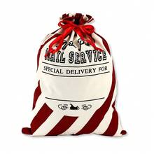 Large Christmas Santa Sack, 27inch Large Christmas Canvas Gift Bag With Drawstring, Reusable Personalized Best Gift, For Xmas Package Storage, Christmas Party Supplies Favors - Red - View 5