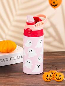 1pc Halloween Ghost Pattern Stainless Steel Splash-Proof Tumbler, Insulated Hot & Cold, Suitable For Outdoor Travel, Office, Home, Camping, Picnic, Halloween Party Gift - Multicolor - View 5