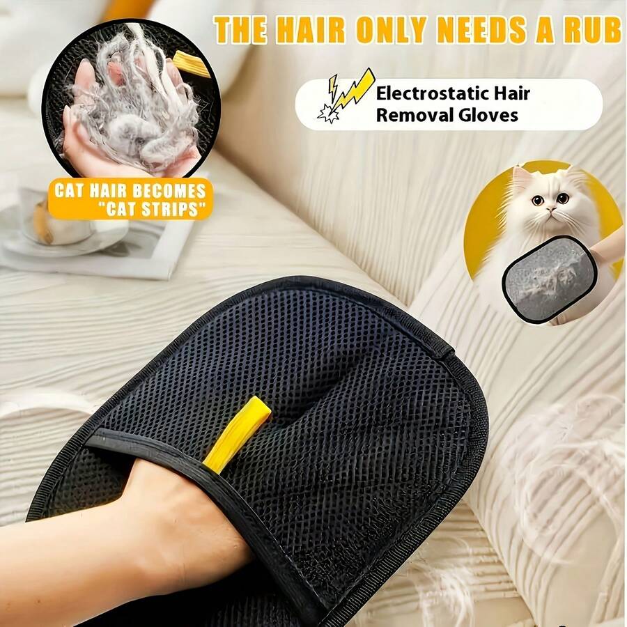 1/2pcs Pet Static Hair Removal Gloves, Pet Fur Cleaning Brush, Cat Dog Pet Essential Gloves, Cat Hair Cleaner, Efficient Pet Hair Remover