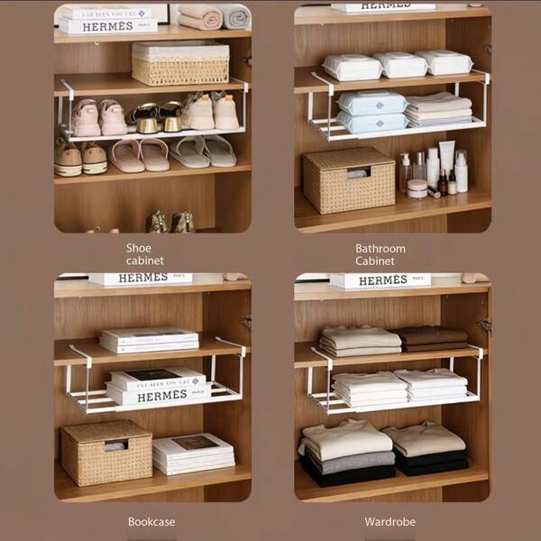 1pc Multi-Functional Home Shoe Rack, Bookshelf, Bathroom Cabinet, Wardrobe, Kitchen Space-Saving Expandable Layered Shelf, Creative Hanging Storage Rack, Expandable Layered Shelf, Home Under-Hanging Storage Rack, Hanging Basket Organizer, Shoe Tray