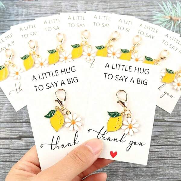 10 móc khóa mini dễ thương hình chanh, dứa và hoa cúc, charm hoa quả xinh xắn cho chìa khóa, túi xách, quần áo, quà tặng hoàn hảo cho bạn nữ, sinh nhật, tốt nghiệp và Ngày Nhà giáo, phụ kiện mùa hè quyến rũ