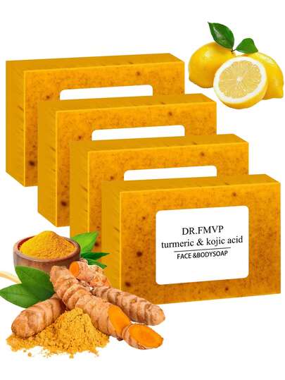 Jabón de Ácido de Cúrcuma & Curcumina, Jabón Iluminador de Ácido de Cúrcuma & Curcumina con Limón, Jabón Facial & de Baño de Cúrcuma Natural Orgánico, Apto para Cara & Body, Limpieza Profunda & Piel Suave