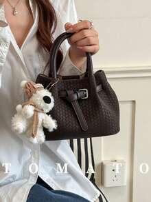 1 pieza Bolso de mano de mujer de moda, bolso de nube fruncido, estilo bolso-en-bolso, sin colgante, tela de PU de unicolor, se puede llevar como bolso de hombro o cruzado, bolso de uso diario, adecuado para mujeres jóvenes - viajes, compras, aula, citas, regalo para mujeres, oficina, trabajo, viajes - Café - Ver 1