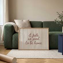 1pc Frameless Neutral Striped "Home Sweet Home" Wall Art Poster, Minimalist Vintage Decor For Dorm, Bedroom, Party Gift - Stripe - View 2