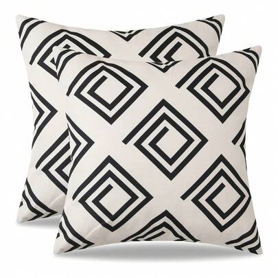 2pcs Cushion Cover Decorative Geometric Sofa Pillowcase Square Pillowcase Suitable For Sofas, Chairs, Bedrooms, Modern Home Decor Single Side Without Pillow Core