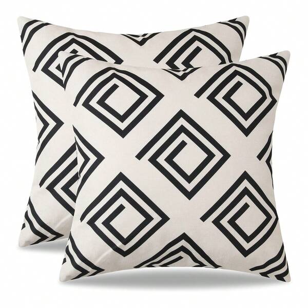2pcs Cushion Cover Decorative Geometric Sofa Pillowcase Square Pillowcase Suitable For Sofas, Chairs, Bedrooms, Modern Home Decor Single Side Without Pillow Core