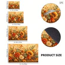 1pc Autumn Floral Harvest Pattern Diatomaceous Earth Kitchen Dish Drying Mat, Fast-Absorbing Quick-Dry Non-Slip Dish Drying Mat & Coffee Machine Mat, Suitable For Kitchen Countertop, Dining Table And Thanksgiving Home Decor - Multicolor - View 6
