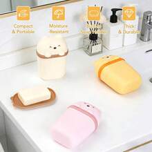 1pc Cute Travel Soap Dispenser, Portable Leak-Proof Liquid Soap Container With Lid, Soap Dish With Drainage Function, Suitable For Bathroom, Gym, Travel, Camping And Outdoor Use (Bear Shape) - View 3
