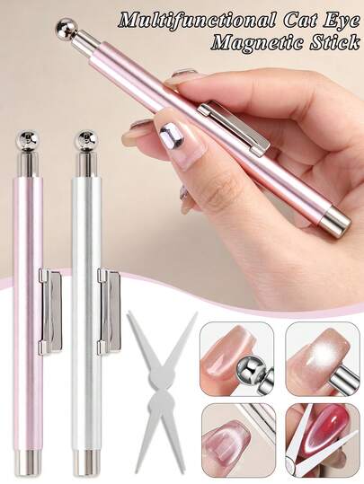 Multifunctional Dual-Head Cat Eye Nail Art Magnet Wand, Can Create 3D Stripes, Stars, Moon Cat Eye Effects, Suitable For Magnetic Gel Nail Polish, Professional Nail Salon Nail Artists And Home DIY Nail Beginners