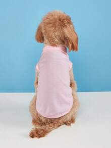 1件 春夏小狗泰迪/熊貓/馬爾濟斯/博美犬 簡約純色休閒運動背心上衣 - 粉色 - 查看 5