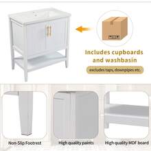 Old SKU: LY316467AAA-Badmöbel Single Vanity Unit With 80 Cm Base Cabinet And Ceramic Basin, White - White - View 11