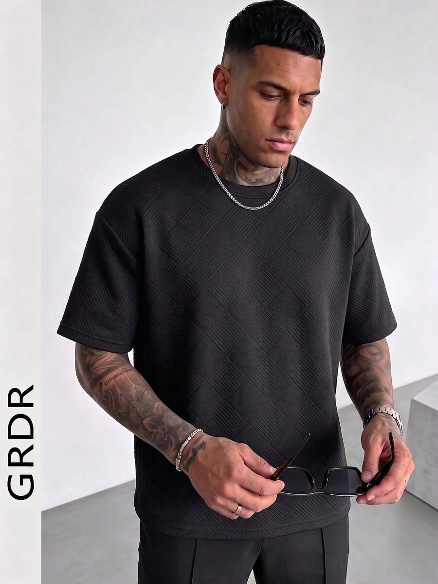 GRDR Men's Fashion Round Neck Solid Color Short Sleeve T-Shirt | Exquisite Design | Summer Essential | Easy To Match | Show Your Style