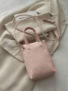 Autumn/Winter Polka Dot Print Phone Wallet, With Heart Pendant, Fashion Crossbody Bag, Cute Sweet Y2K, Suitable For Daily, School - Multicolor - View 17