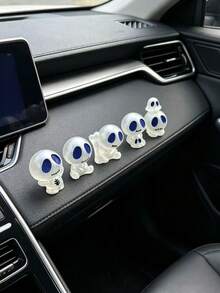 Adorno de tablero de coche con fantasmita de ojos azules que brilla en la oscuridad, esqueleto transparente decorativo creativo para el interior del coche, accesorio de coche con combinación de fantasma que brilla en la oscuridad, adorno de atmósfera de tablero de coche con árbol de dibujos animados de ojos azules transparente - fantasma - Ver 7