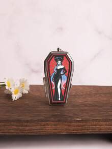 Cabin puff 1pc Coffin-Shaped Mini Ashtray With Flip Lid, Gothic Style, Portable For Outdoor, Car And Other Scenes. A Portable Gift. - One Size Fits All - View 14