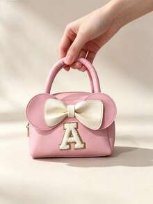 1pc Women's Pink Bow Letter A Handbag - Pink - View 1
