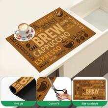 1pc Vintage Coffee English Text Pattern Diatomaceous Earth Kitchen Drain Mat, Quick-Drying Non-Slip Coffee Machine Mat And Dish Drying Pad, Suitable For Kitchen Countertop And Holiday Home Decor - Multicolor - View 5