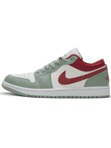 Men's AIR JORDAN 1 LOW Basketball Shoes, Cushioned Basketball Shoes For On-Court Games And Training, 553558-133 - Sail White/Stone Red/Horizon Green - View 6
