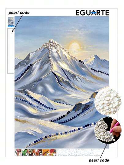 New Pearl Painting, Snow Mountain Diy Handmade Frameless Creative Canvas Art Painting, Suitable For Bedroom Decoration, Living Room Hanging Paintings, Room Decoration, Artwork, Holiday Gifts
