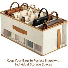 Vertical Handbag Storage Organizer Bag, Foldable Fabric Storage Box With Dividers And Handles, Multi-Functional Storage For Bags, Pants, Clothes, Suitable For Bedroom And Living Room - Multicolor - View 3