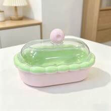 1pc Cute Cartoon Double Layer Soap Box With Lid And Drain Tray, Wavy Edge Portable Dust-Proof Soap Holder, Lightweight Space-Saving Design, Suitable For Bathroom, Dormitory Students And Female College Students Daily Use - Soap Box - View 7