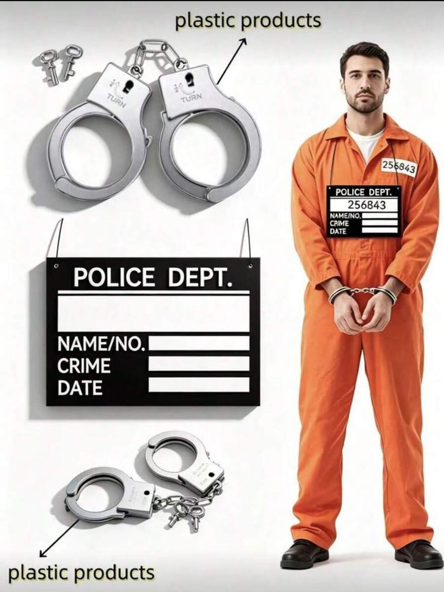 1pc Iron Handcuffs With Inner Diameter Less Than 5cm, Accessory, Makeup/Costume Prop - Silver - View 1
