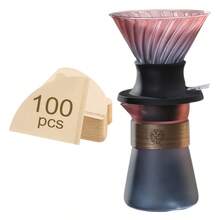 Pour Over Coffee Brewer Set, Includes Silicone Glass Filter With Switch, 17oz/500mL Transparent Glass Coffee Pot, 100pcs V02 Filter Paper, Suitable For Home, Cafe, Restaurant, Camping - Multicolor - View 9