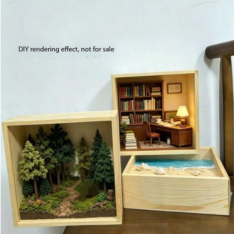1個 7.87英吋方形 DIY 迷你博物館陰影盒 實木裝飾相框 照片框 展示盒 裝飾框展示架 防塵展示底座附壓克力面板 適用於各種場合 節日禮物 - 方形 - 查看 11