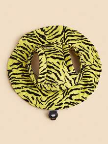 Sombrero de sol de poliéster con estampado de leopardo amarillo único, visera solar ajustable anti-caída, accesorio para perros, adecuado para que perros pequeños lo usen al aire libre en primavera, otoño e invierno - Amarillo - Ver 5