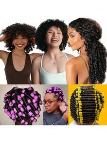10 Sets Permanent Hair Roller Set - Create Natural Waves And Curls With 8 Different Sizes - Perfect For DIY Hairstyles And Styling, Suitable For Long, Medium And Short Hair. Hair Salon Cold Perm Hair Rollers, Salon Perming Rollers With Caps, Plastic Rubber Perming Rods - Multicolor - View 4
