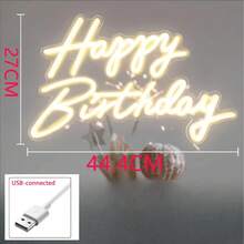 1pc Spanish "Feliz Cumpleaños" Happy Birthday LED Neon Sign, With USB Power Cord, Indoor/Outdoor Decorative Neon Light, Suitable For Birthday Party, Wedding, Home, Bedroom, Living Room, Bar, Cafe, Shop Window Wall Art Decoration - Decorative Lights - View 7