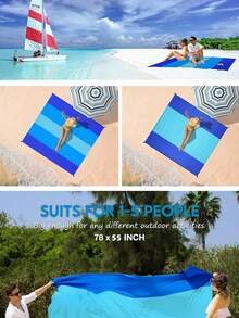 Portable Folding Beach Mat/Picnic Blanket/Outdoor Mat – Lightweight, Waterproof, Moisture-Proof And Sand-Proof, Suitable For Camping, Picnic, Travel And Beach, Includes Storage Bag - C - View 4