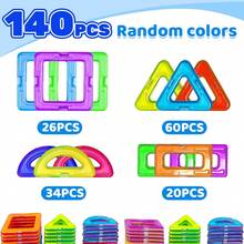 30pcs/50pcs/90pcs/140pcs Kids Magnetic Toy Set, STEM Educational Puzzle Toy, Interactive Sensory Building Blocks, Sturdy And Durable Structure, Holiday And Birthday Gift For Children, Random Color - Multicolor - View 14