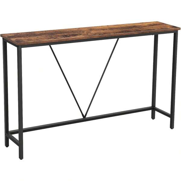 VASAGLE Console d'entrée, table de canapé étroite pour salon, salon, couloir, montage facile, marron vintage et noir encre LNT020B01 SUKJ
