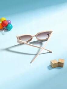1 PC Girls 6-9Y Butterfly Fashion Glasses Off-White Neon Pink Lightweight PC Frame Gradient Lens Cute Sweet For Activities Parties With Glasses Box - Multicolor - View 7