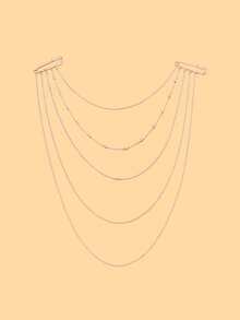 1pc New Multi-Layer Fine Chain Brooch, Niche Design, Light Luxury, Fashionable Versatile Suit Coat Decoration Tassel Brooch - Silver - View 2