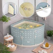 3pcs Triangular Fan-Shaped Foldable Bathtub, Portable Adult Bathtub, Large Size, Wraparound Folding Design, Corner Design, Easy To Store And Carry. - Multicolor - View 9
