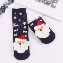 A 3-Pack Of Adorable Colorful Santa Claus Fleece Stockings For Autumn And Winter. Three Different Looks, Very Versatile, Featuring Festive Patterns, Perfect For Christmas. - 3pcs - View 3
