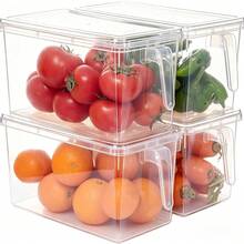 6-Piece Set With 3 Boxes And 3 Lids. Clear PP Fridge Storage Containers With Side Handles. Sealed Design Keeps Food Fresh And Avoids Spoilage. Suitable For Fruits, Veggies, Grains, Meat And Drinks To Organize Your Fridge - Transparent - View 10