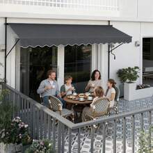 Clamp Awning, Balcony Awning Without Drilling, Aluminum Awning, Sun Awning, Height-Adjustable Awning With Hand Crank, UV Protection For Balcony, Garden, Terrace, 200 Cm - 400 Cm - Dark Gray - View 7