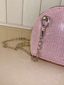 Fashionable Girl Pearl Shell Bag, Zipper Closure Chain Mini Bag, Bowknot Decor Coin Purse Crossbody Small Bag, Suitable For Outings, Birthday Parties And Daily Use - B - View 8