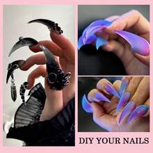 120pcs Crystal Nail Extension Tips, Multiple Shapes Transparent Acrylic Fake Nails, Multi-Size Nail Extension Tips Set, Suitable For Nail Salon And Home DIY Nail Art - Multicolor - View 3