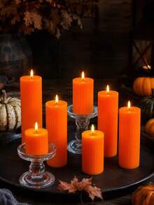 1pc Dark Orange Cylindrical Scented Candle, Diameter 1.97 Inches (1.97-7.87 Inches Optional), Suitable For Atmosphere Creation, Home Decor, Party, Table Setting, Desk Decoration, Halloween, Halloween Decor, Halloween Gift - Multiple Specifications - View 9