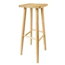 Taburete Cuadrada de Madera Natural, Silla Banqueta Cuadrada 3 Tamaños - Altura de 34 cm - Ver 5