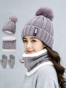 Autumn/Winter Thickened Velvet Hat, Warm Ear Protection Scarf, Outdoor Travel Set - Multicolor - View 8